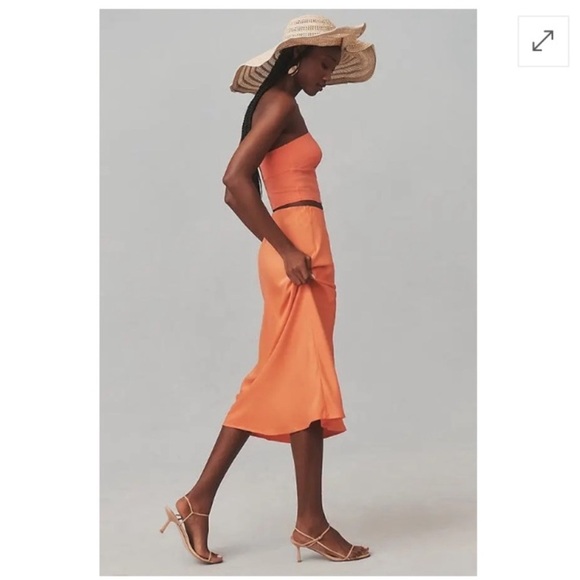 ANTHROPOLOGIE  Tilda Midi Slip Skirt - Orange size 2x - Picture 3 of 9